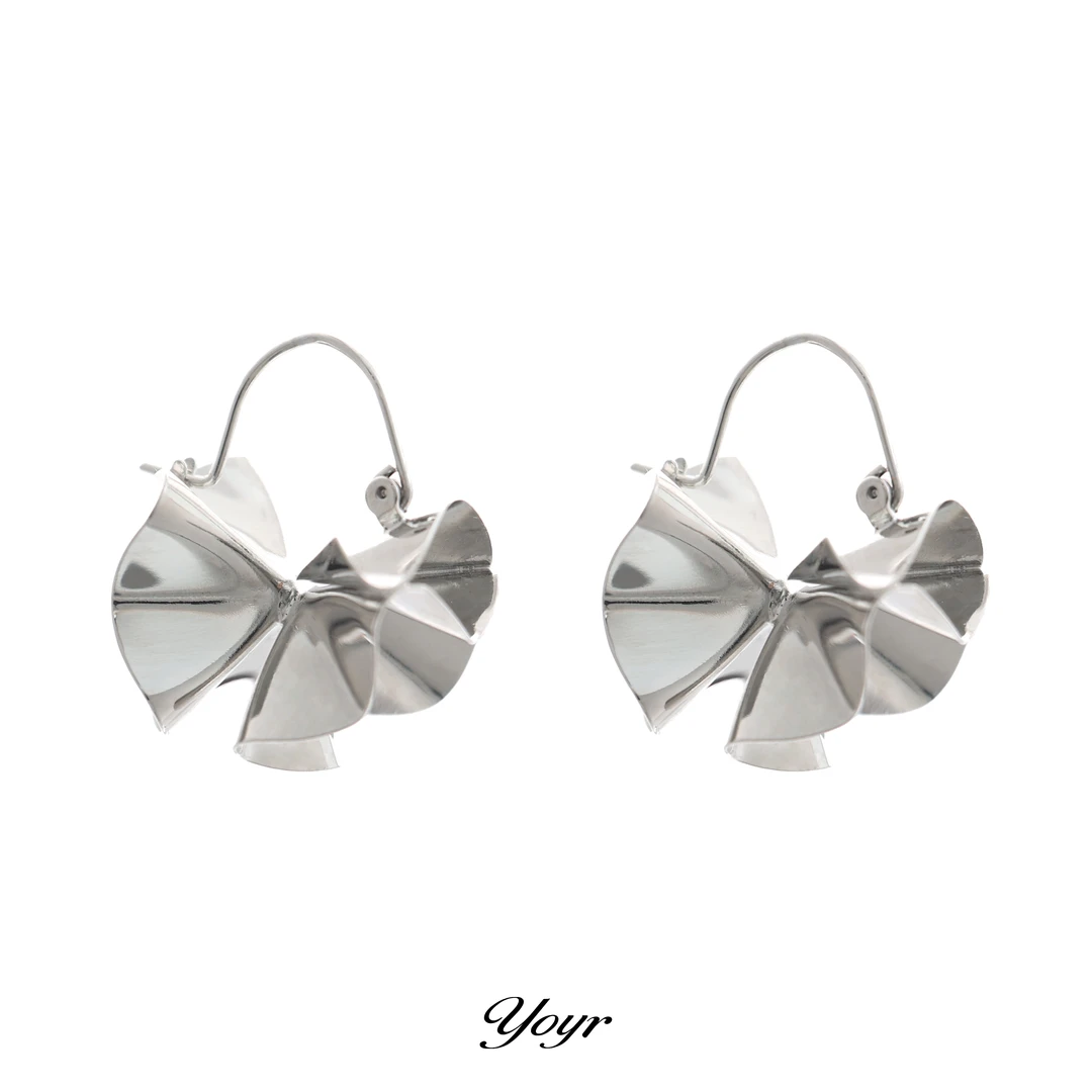 YOYR 黄铜耳饰 褶皱流光亮面耳扣个性轻奢简约耳环几何法式复古