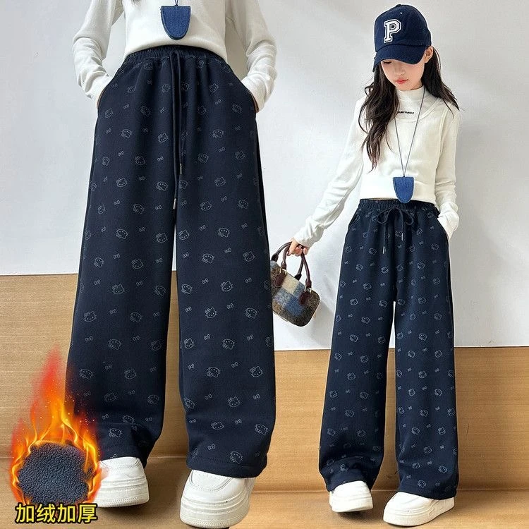 N00109女童秋冬加绒加厚直筒裤子2025新款洋气女孩中大童休闲长裤