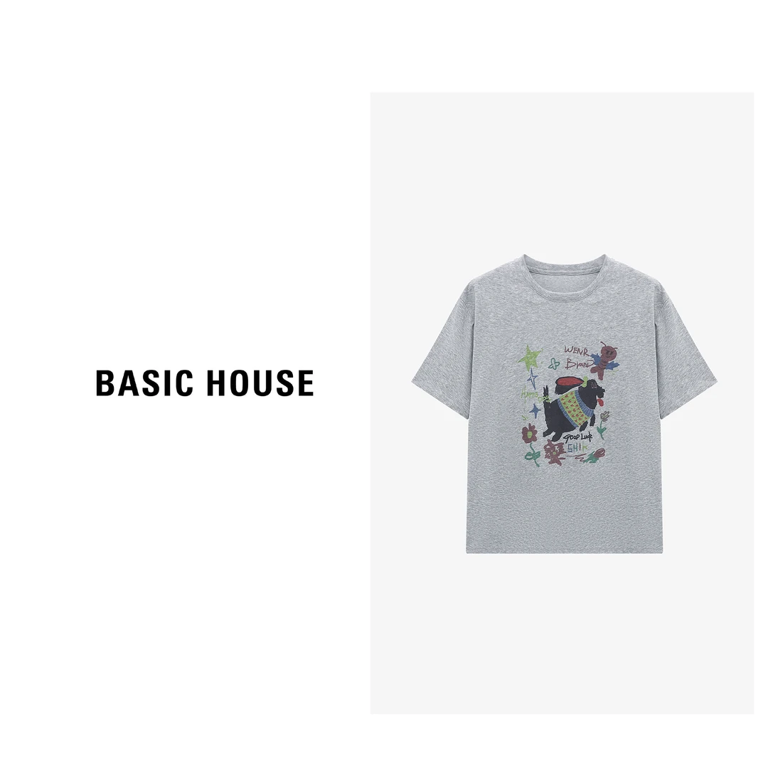 Basic House/百家好春夏休闲舒适潮流百搭宽松T恤-B0625B5H442