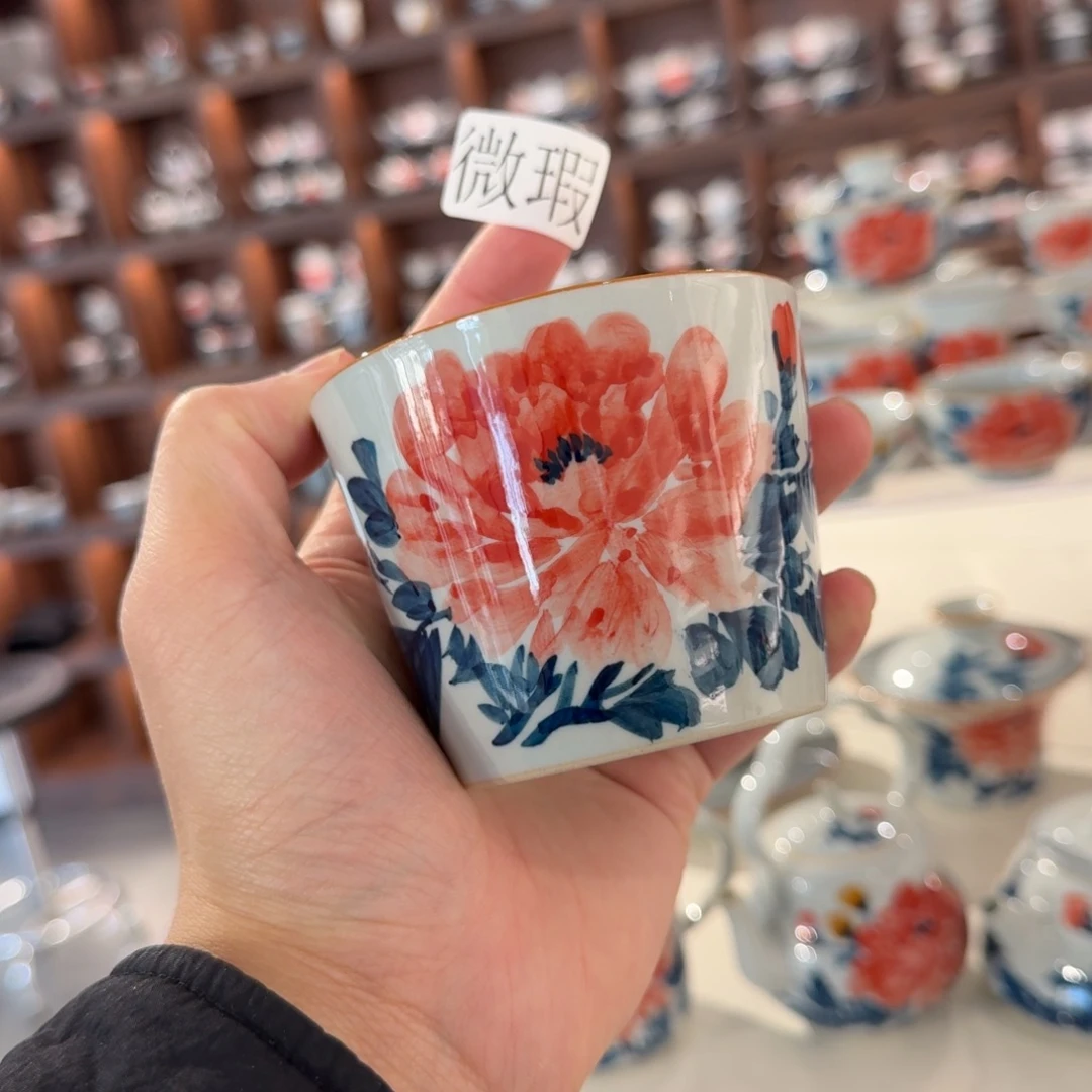 釉下手绘茶具微瑕