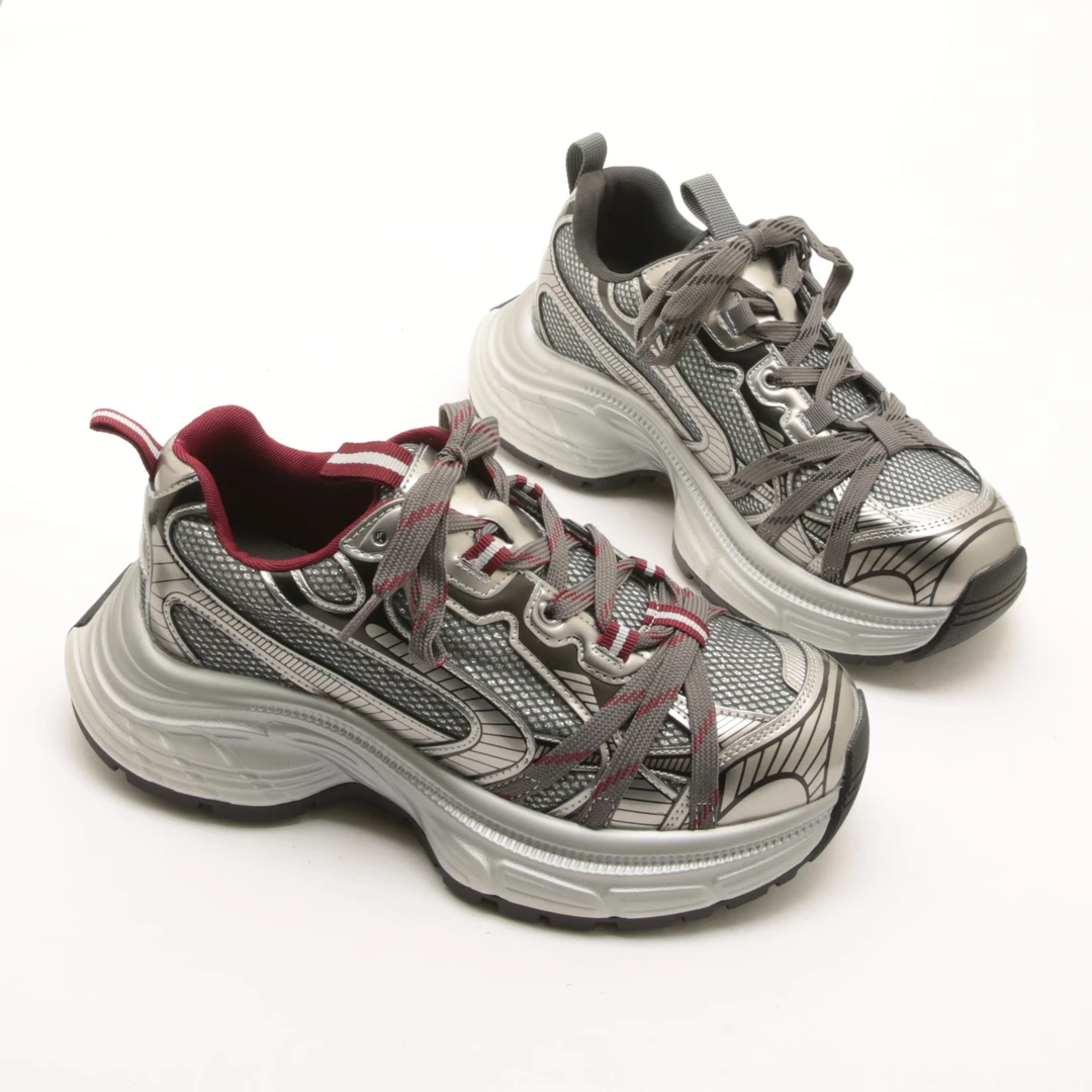 5540秋冬新款圆头系带轻便厚底老爹鞋女舒适运动休闲鞋