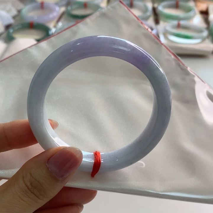 翡翠未镶嵌手镯一口妖紫56.7