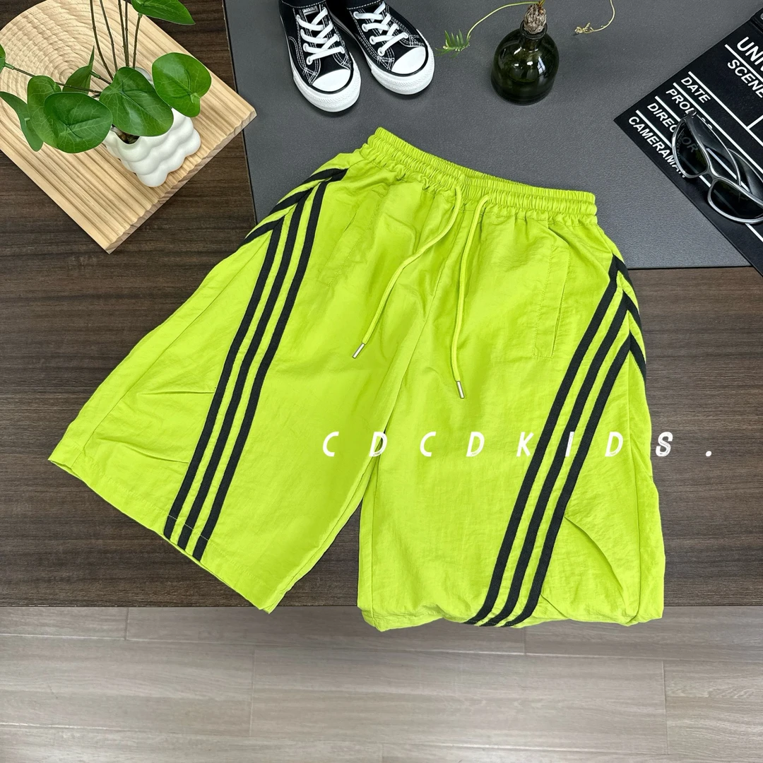 川度2561儿童夏季中裤条子拼接工装裤男女童休闲裤夏装五分裤薄款