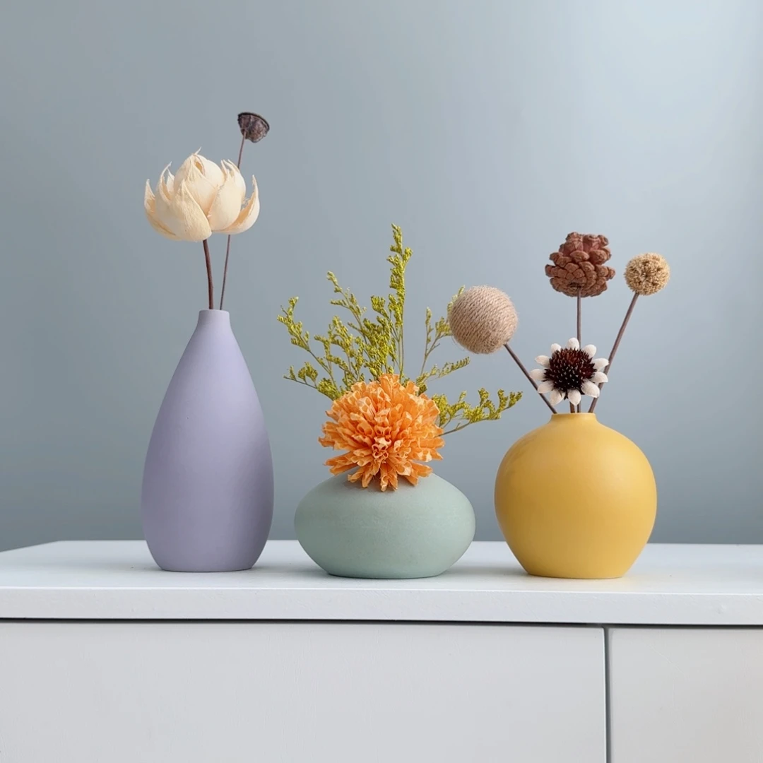 摆件陶瓷花瓶摆件含花总高约20-30cm