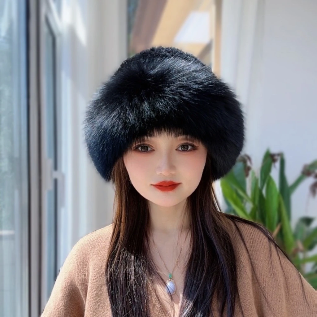 【水貂帽子】2025狐狸毛韩版帽子冬季帽女士保暖帽