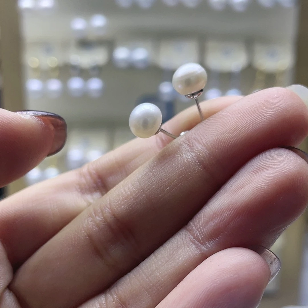 淡水珍珠耳饰银S925镶嵌