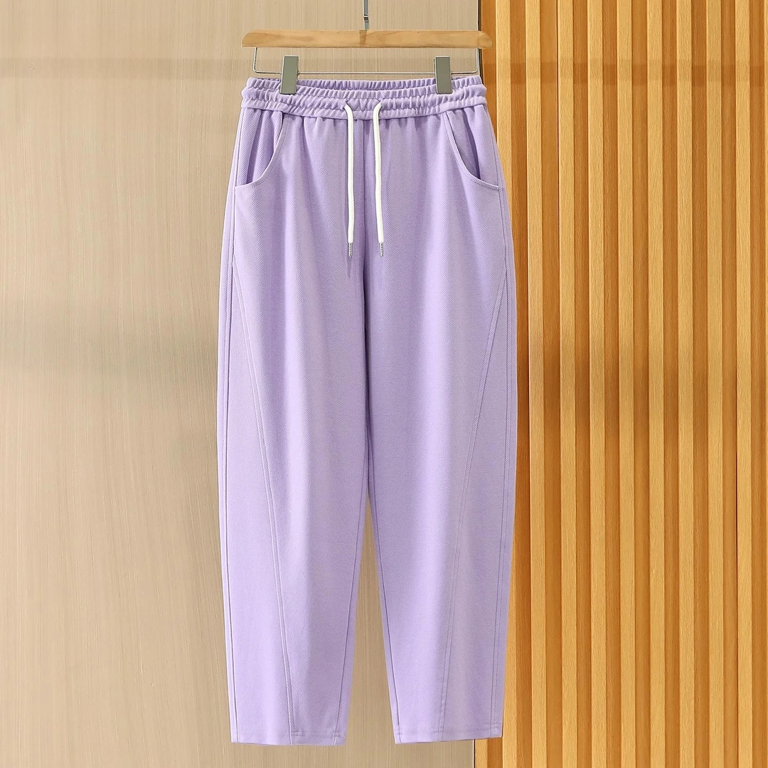 紫色阔腿裤女秋冬季2025新款加厚卫裤高腰显瘦妈妈跑步阔腿运动裤