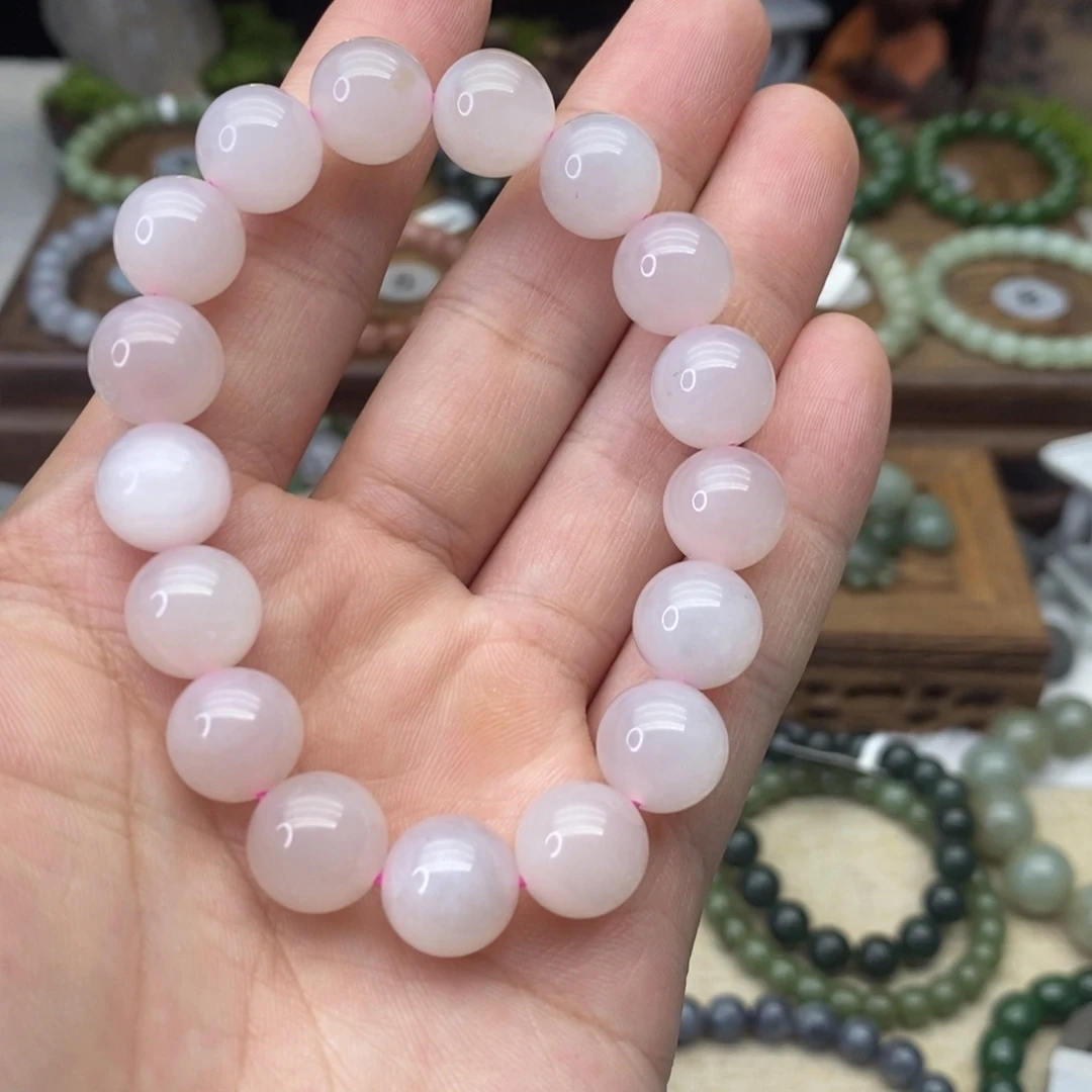 和田玉未镶嵌手链藕粉卡12