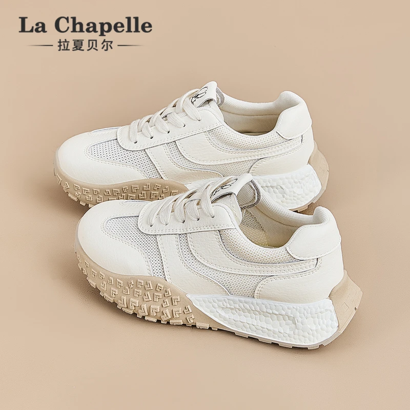 拉夏贝尔冬季厚底阿甘鞋德训鞋百搭时尚2025新款透气网面运动休闲