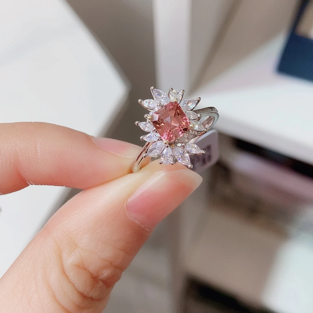 银S925镶嵌戒指碧玺