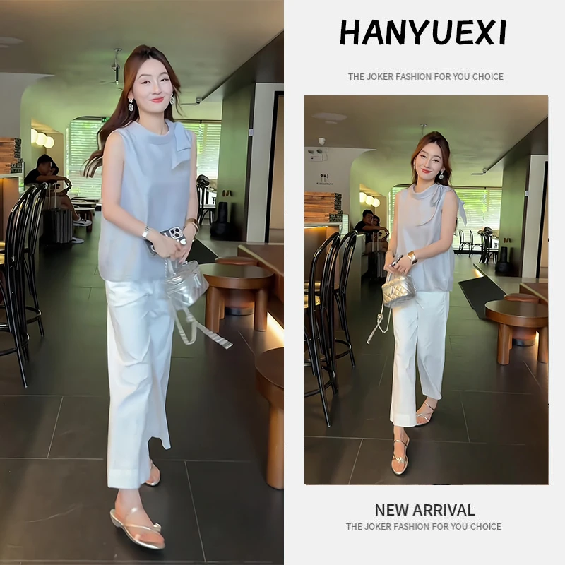 夏季一整套女装2025年新款韩版减龄时尚气质无袖上衣休闲裤两件套