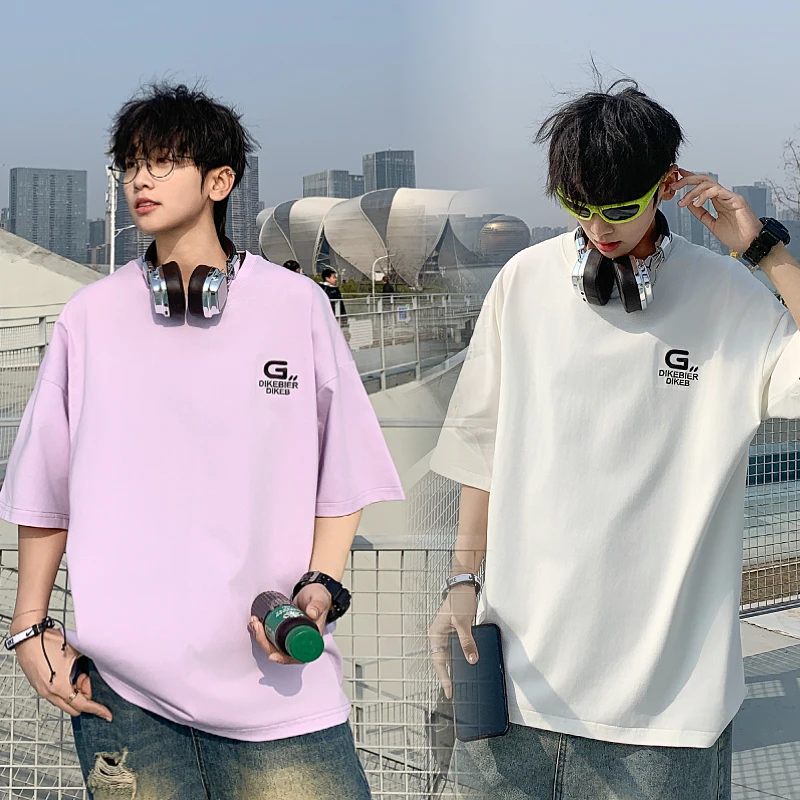 青少年夏季短袖百搭上衣初中生高中生凉感T恤潮流大码短袖T恤6611