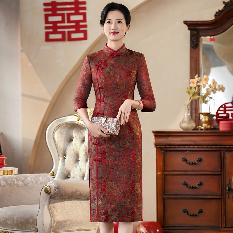 喜婆婆婚宴装服装旗袍夏季2025新款结婚礼妈妈礼服高贵年轻连衣裙