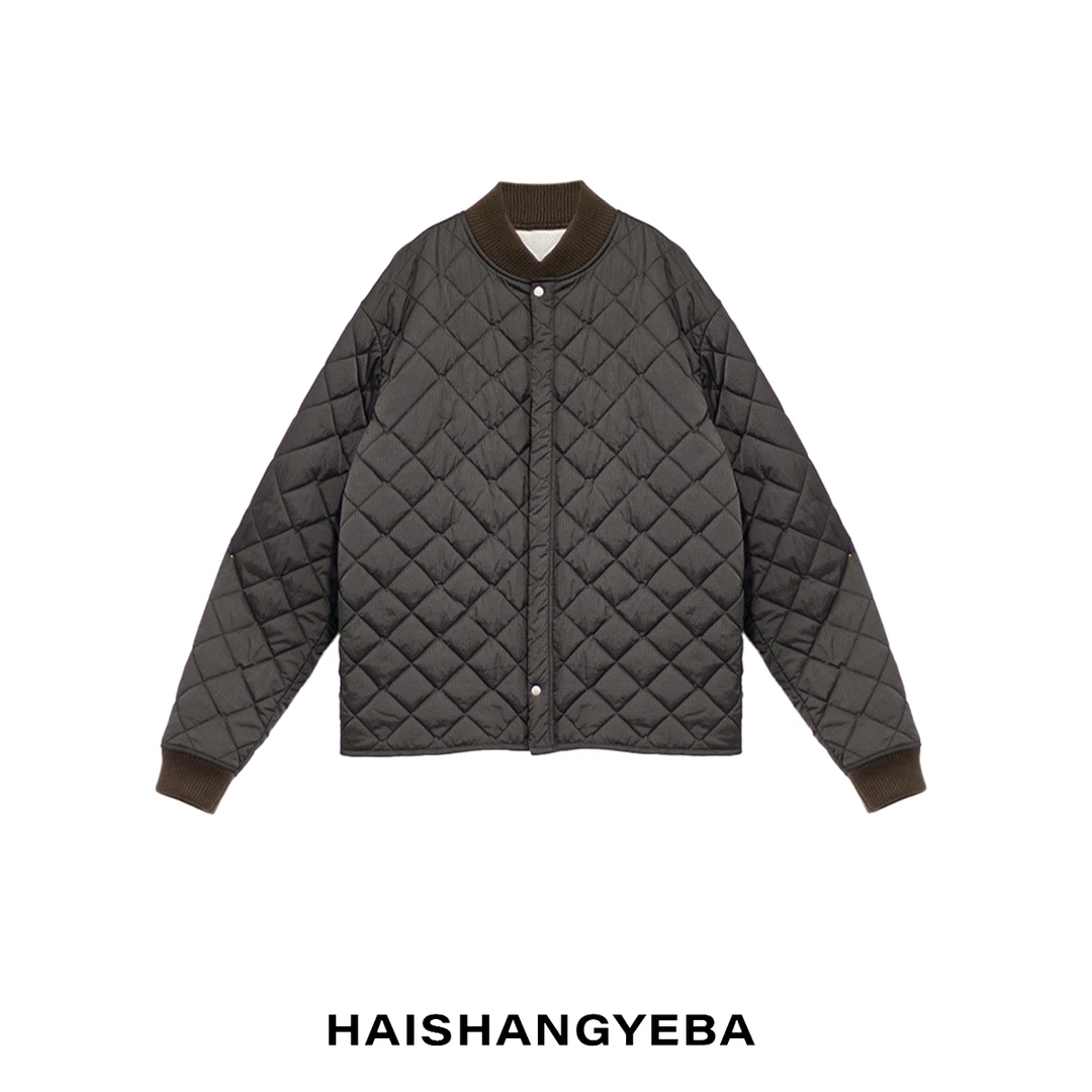 【海上叶爸】新款2025秋冬百搭男女同款宽松菱格厚款棉服