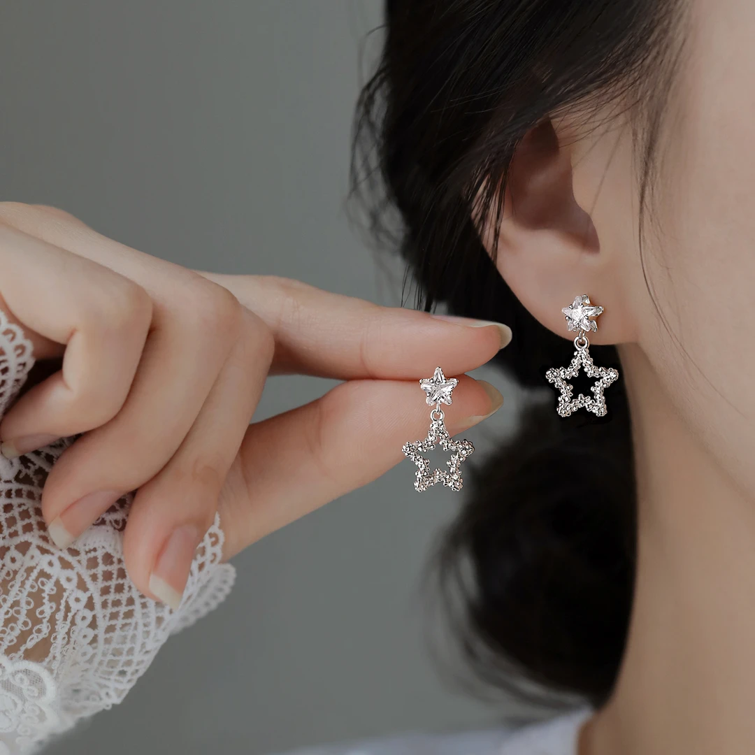 足银耳饰 999银针星星耳钉精致设计感ins小众耳环气质轻奢百搭女