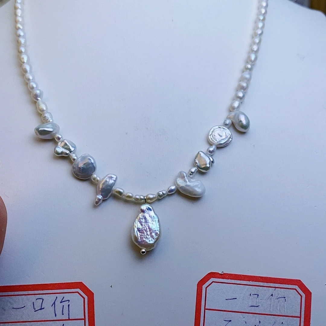 淡水珍珠颈饰银S925镶嵌