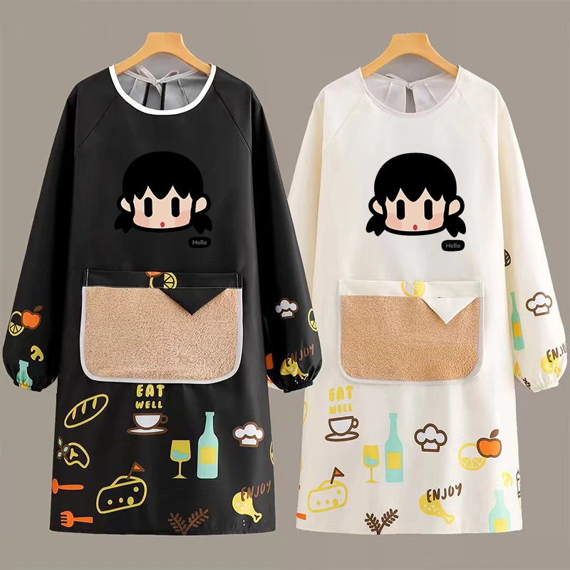 防水防油长袖围裙网红罩衣厨房家用做饭反穿衣时尚洋气工作服男女