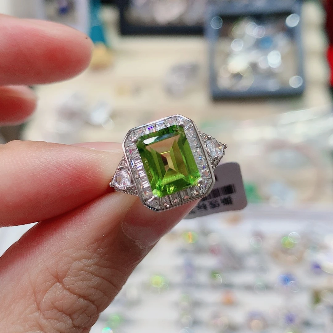 橄榄石戒指银S925镶嵌我****人