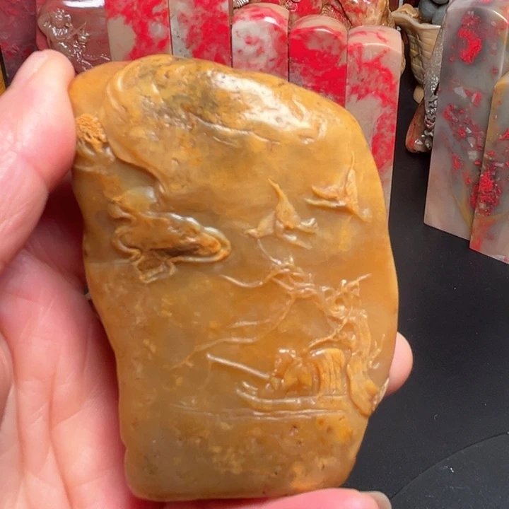 昌化石大*猫昌化田黄手把件