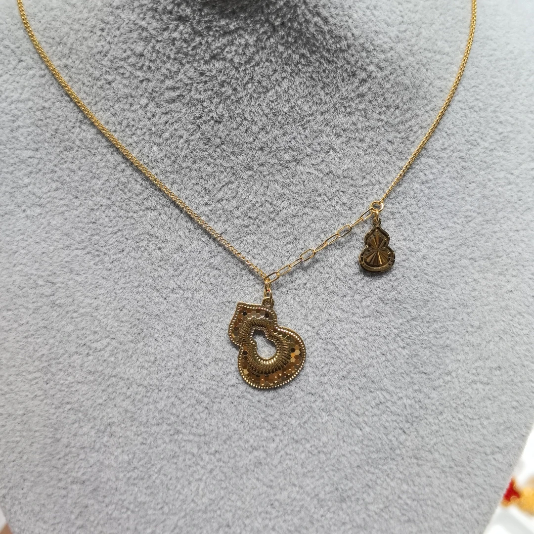 【不支持无理由退】足金999鱼鳞两只葫芦套链