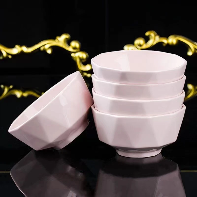 钻石粉色高颜值可爱饭碗新款陶瓷米饭碗网红汤碗加厚纯色家用