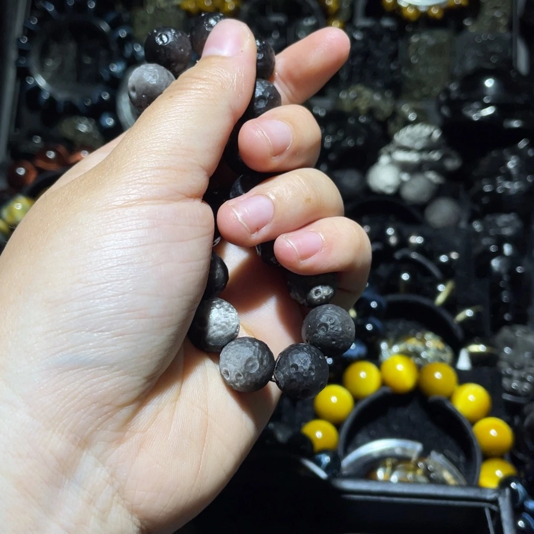 紫***荷黑曜岩未镶嵌手链