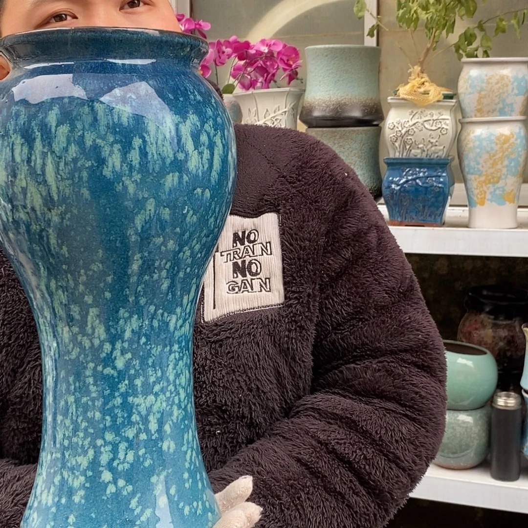 紫砂花盆口15高38瑕疵