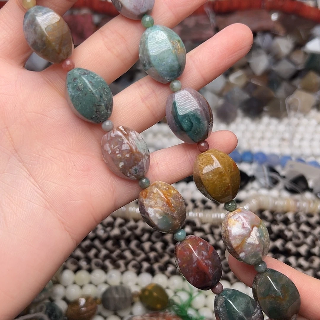 玛瑙/玉髓合金珠宝半成品G210。20*16mm天然印度玛瑙灯笼桶珠一条