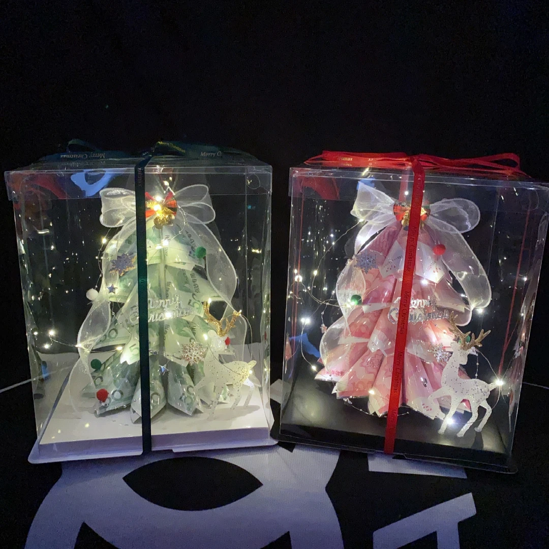 圣诞节蛋糕盒手折花有钱花圣诞树送男女朋友圣诞礼物有钱花圣诞树