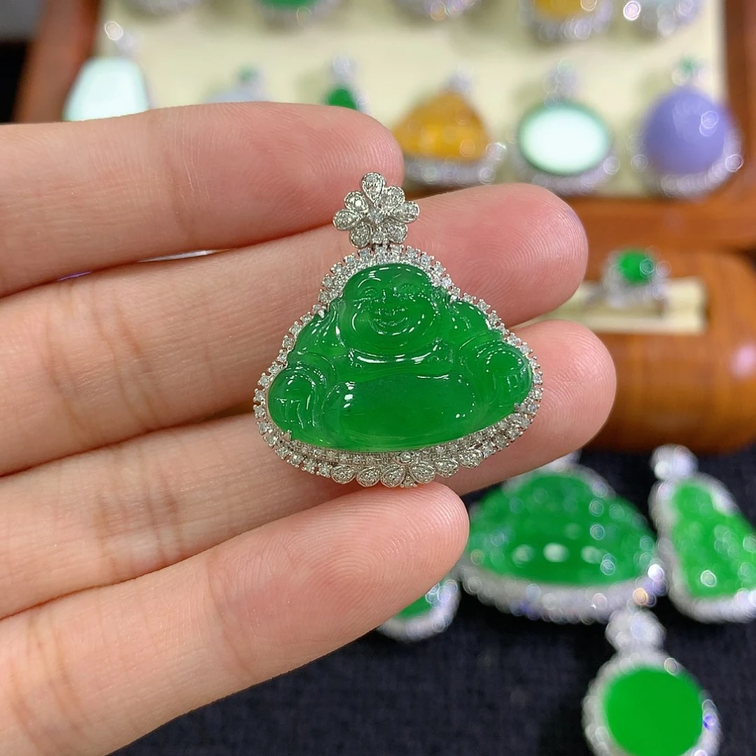 【闪购商品】翡翠18K金镶嵌吊坠(不含链)佛公