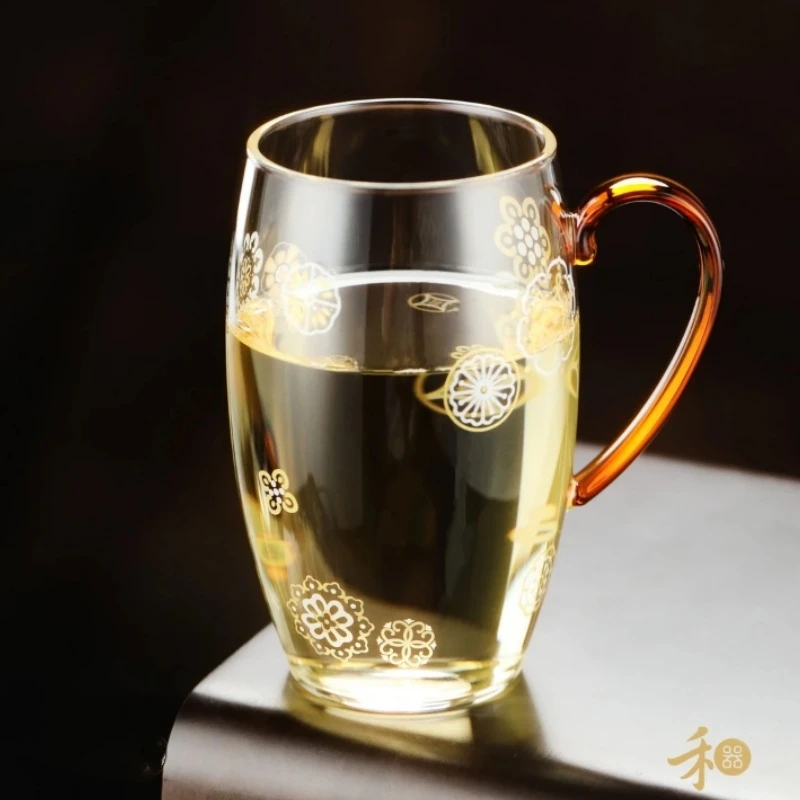 禾器晶彩·清源杯皮球花茶杯高档耐热玻璃茶杯办公杯喝茶杯茶具