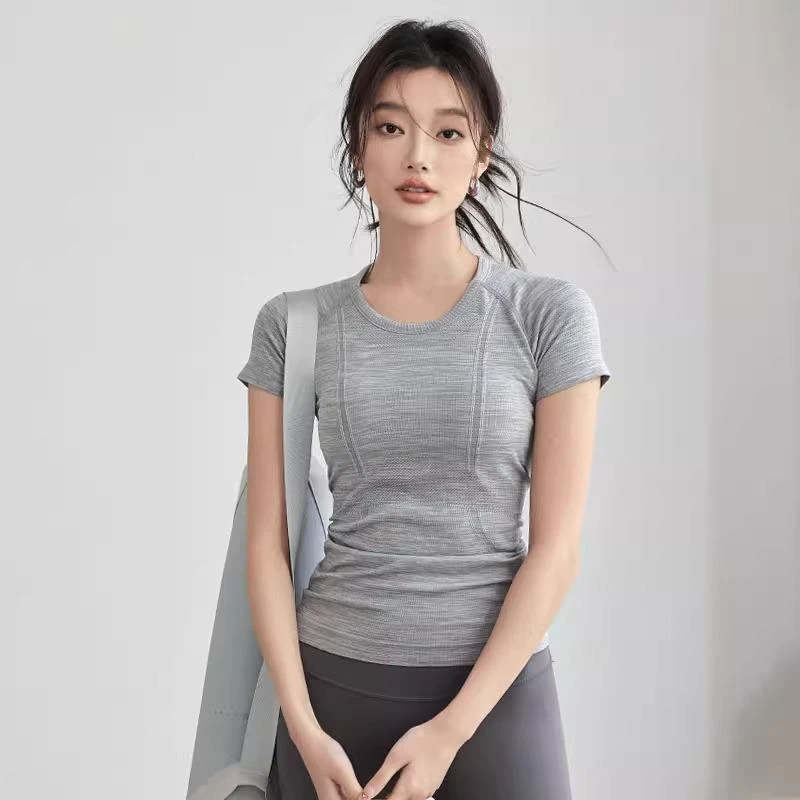 lu同款健身短袖收腰显瘦瑜伽上衣女高弹百搭户外跑步训练瑜伽服