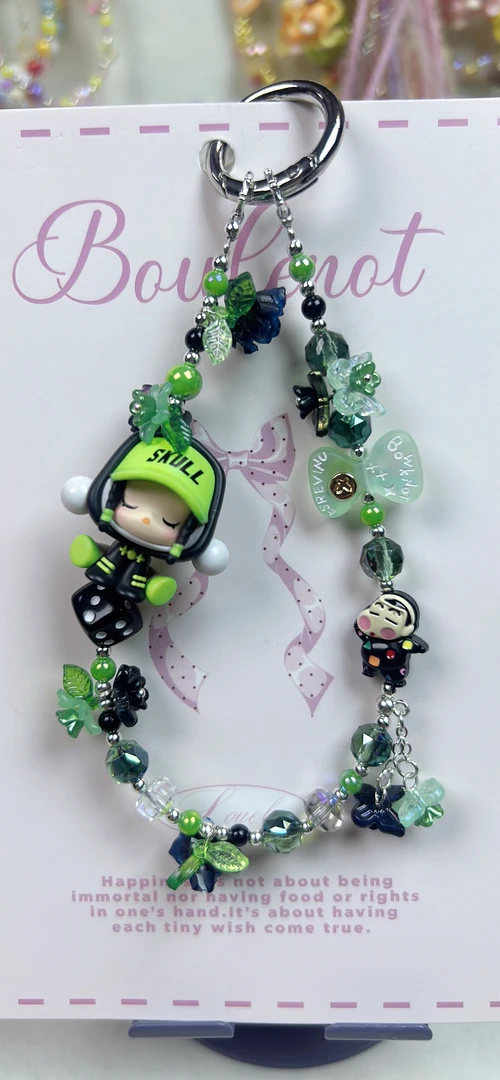泡泡深浅绿色系搭配手机链