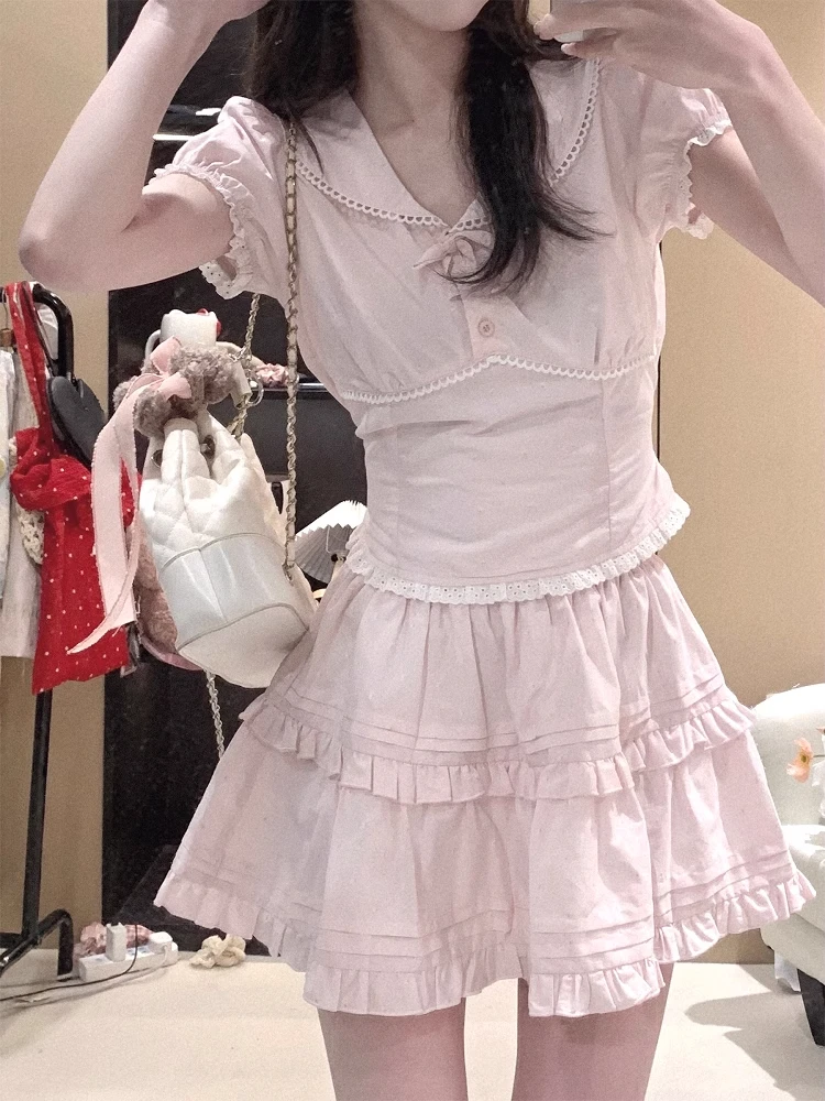 蛋糕裙秋春女短裙粉色半身裙层层可爱甜美小裙子a字半身裙蓬蓬裙