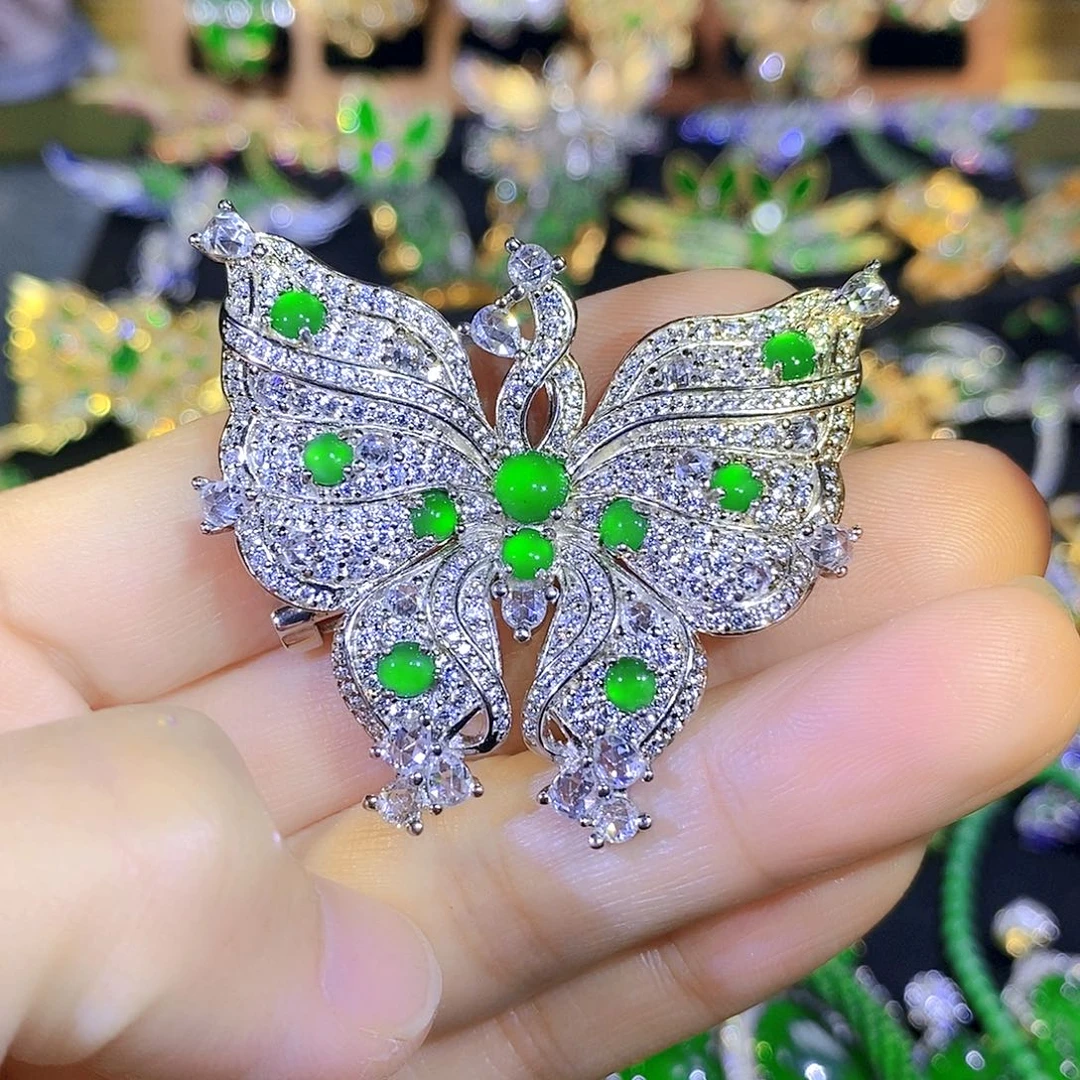 吊坠(不含链)银S925镶嵌翡翠