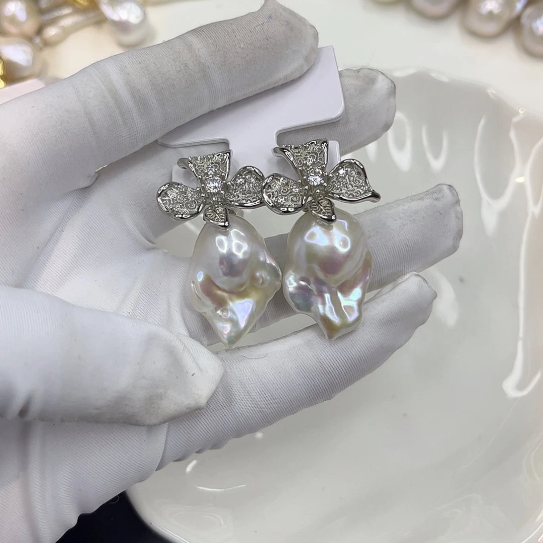 淡水珍珠耳饰合金