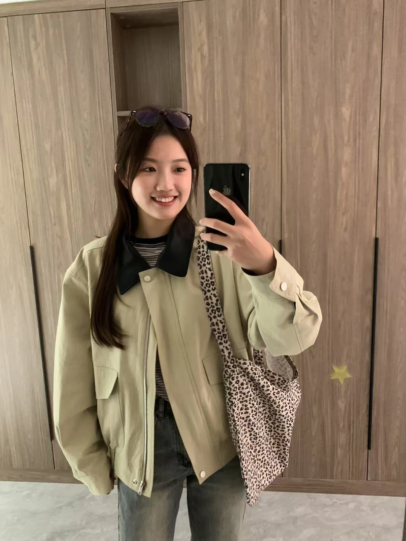 JIREH以乐(o^^o)  韩货  拼接领后背廓形 夹克短 2025