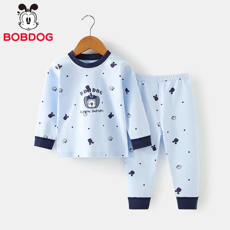 100%全棉260克巴布豆儿童秋衣秋裤套装韩版男童长袖家居服睡衣
