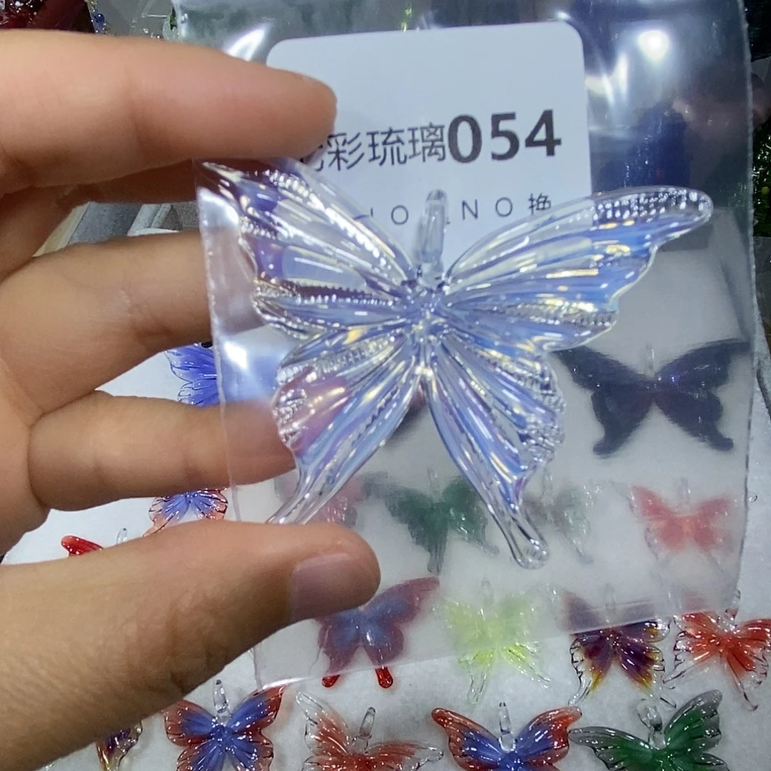 富***嘎玻璃吊坠（不含链）54蝴蝶一个