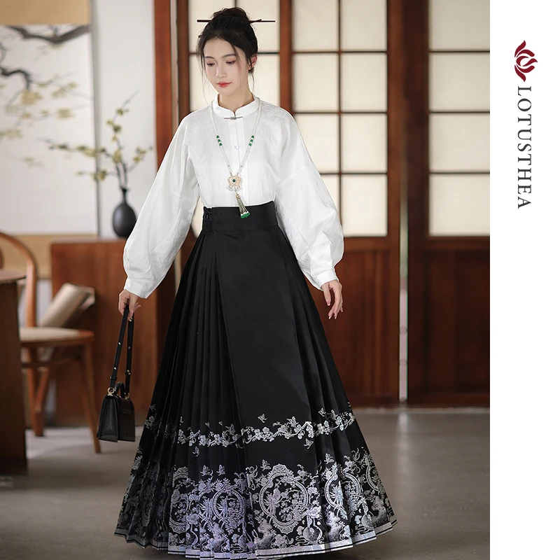 XS断码清仓 汉尚华莲临窗照花原创仿妆花马面裙秋冬松间问雪