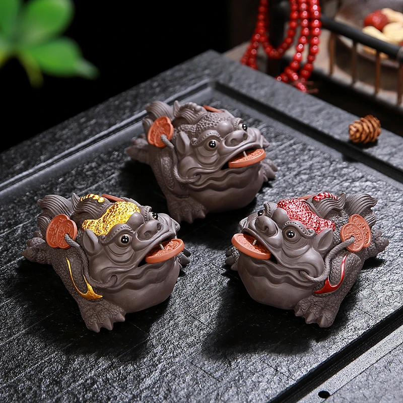 紫砂金蟾茶宠摆件精品可养茶桌茶台摆件大全饰品高档招财蟾蜍茶具