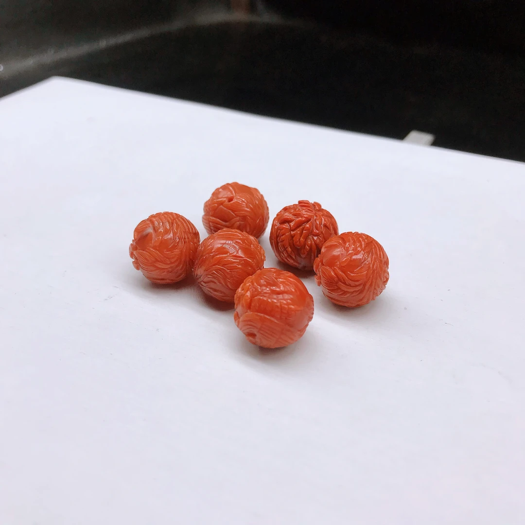 【鼎利源】南红保山阿东寨凤穿牡丹花单珠14~15mm（多样式发其一）