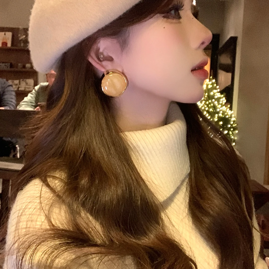 娟姨 铜合金玻璃耳饰 2025新款爆款秋冬氛围感复古气质百搭耳环女