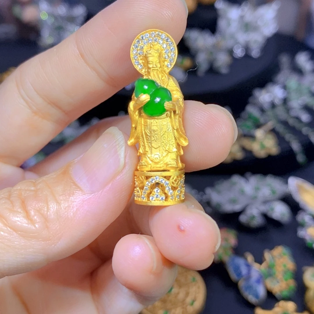 翡翠银S925镶嵌毛衣链天然翡翠
