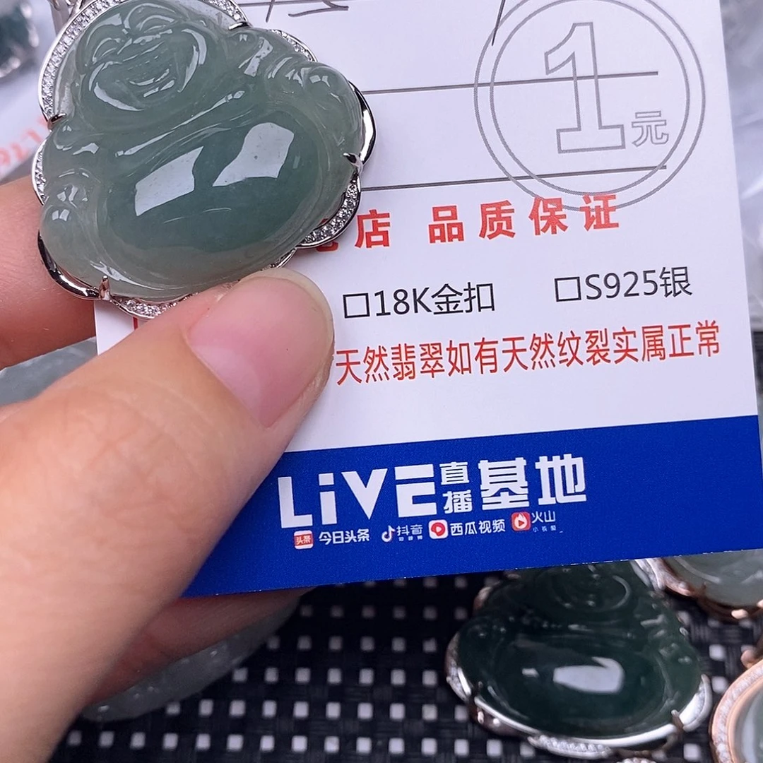 常***乐翡翠银S925镶嵌颈饰