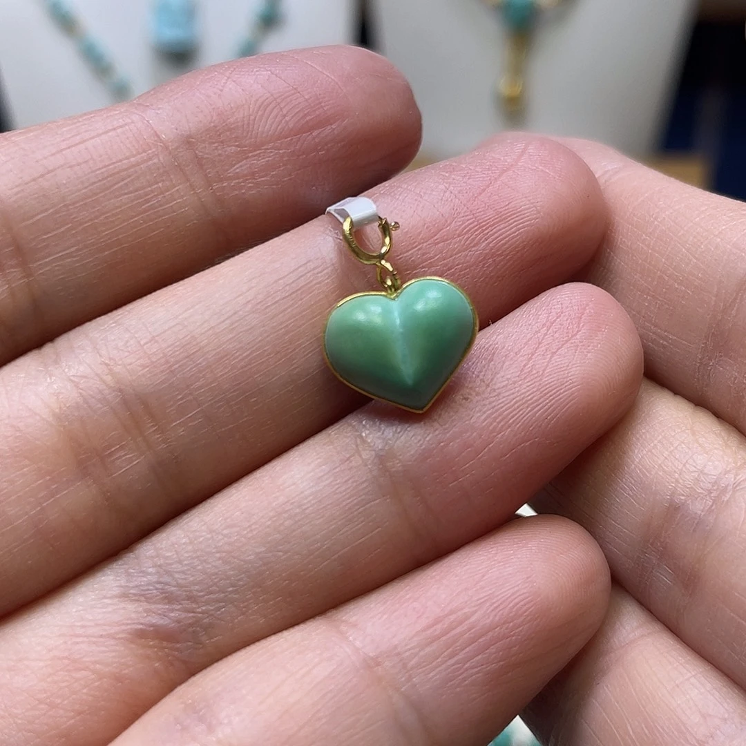 绿松石18K金镶嵌吊坠