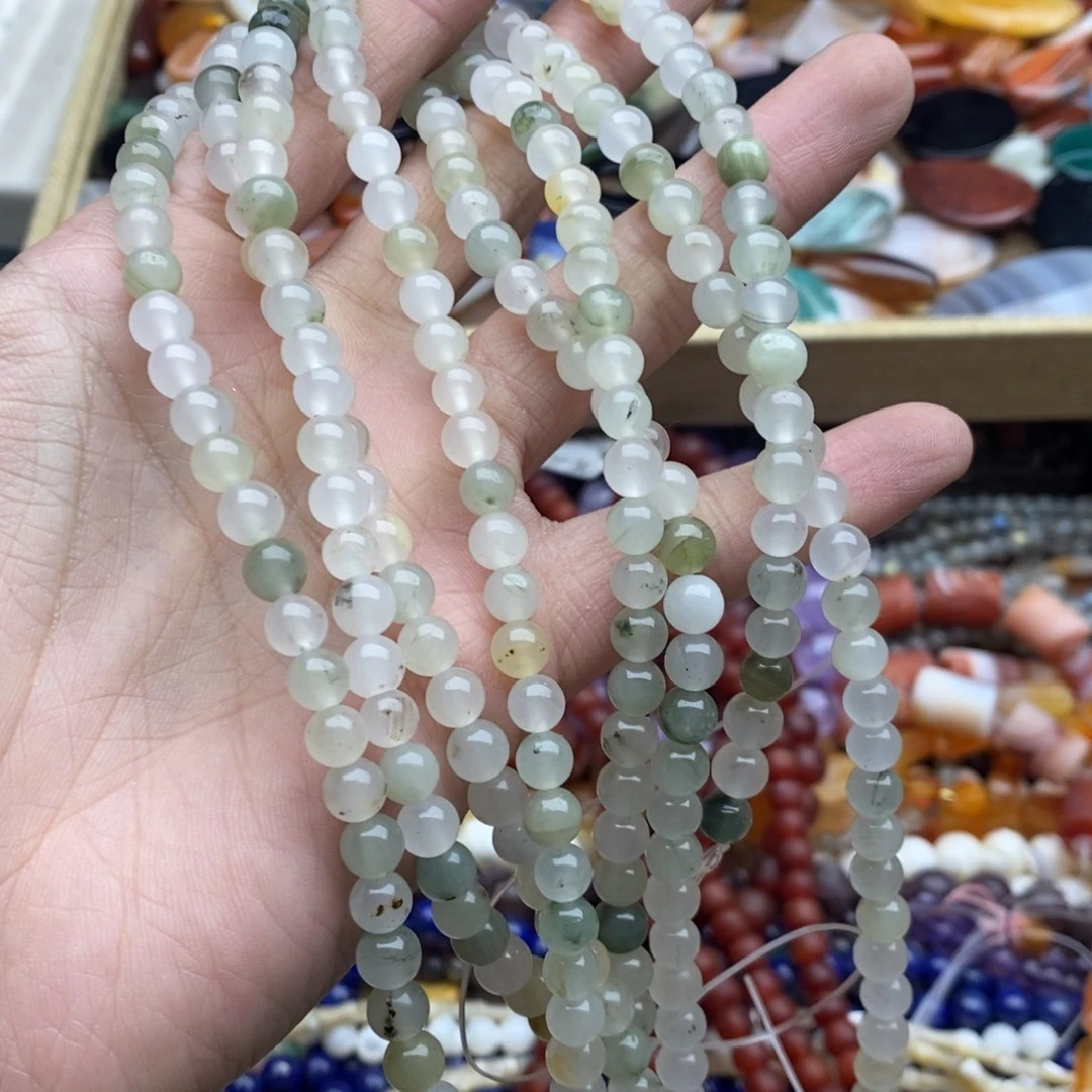 玛瑙/玉髓未镶嵌珠宝半成品一条纯天然6mm天山翠圆珠