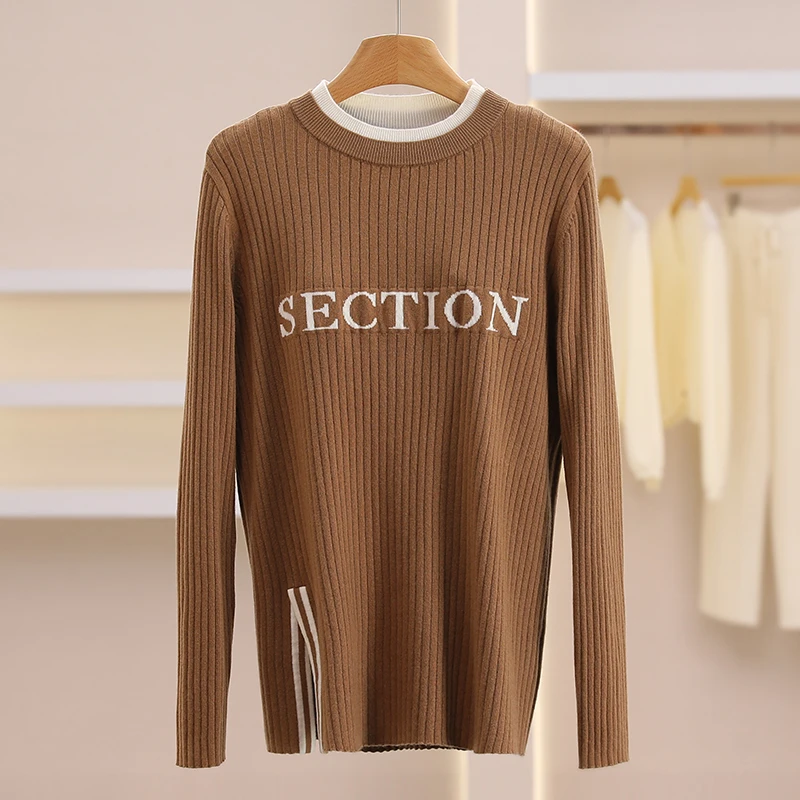 F8003-【M】通勤日常条纹开叉毛衣#XMF58M009