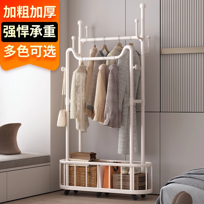 新品仙人掌轻奢落地衣架立式挂衣架带轮可移阳台客厅晾衣架置物架