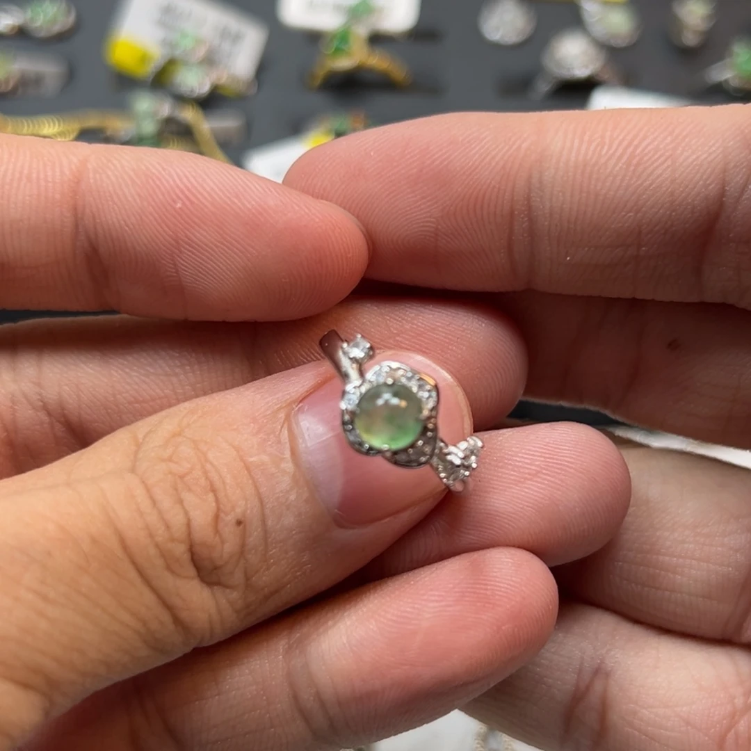 翡翠银S925镶嵌戒指